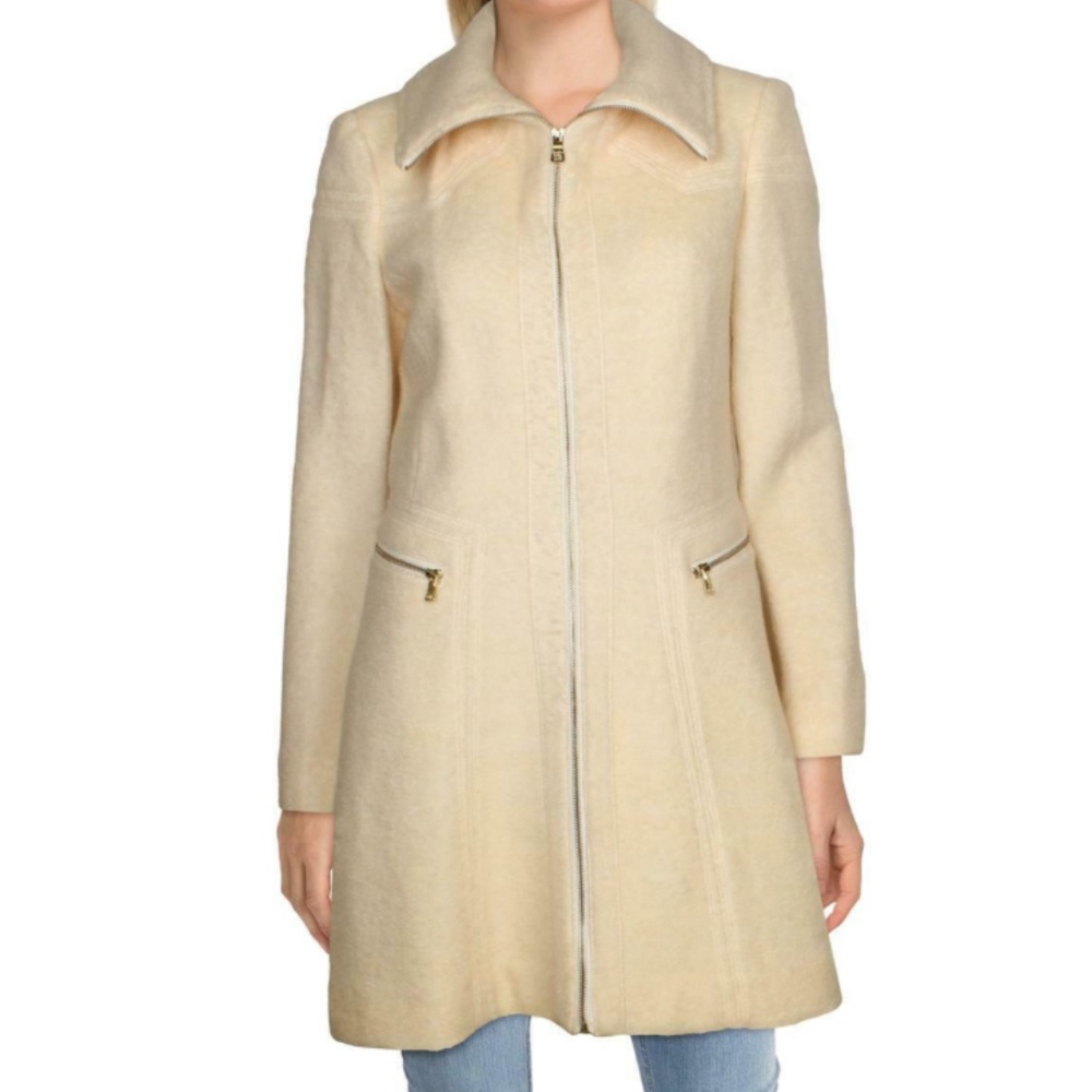 Jessica Simpson Ivory wool zip coat